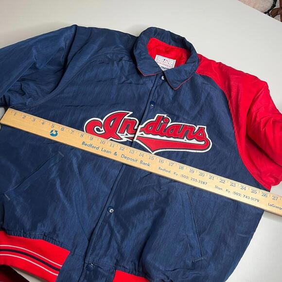 Vintage Cleveland Indians MLB Starter Jacket L Red Blue Two-Tone Genuine 90s - Picture 7 of 8